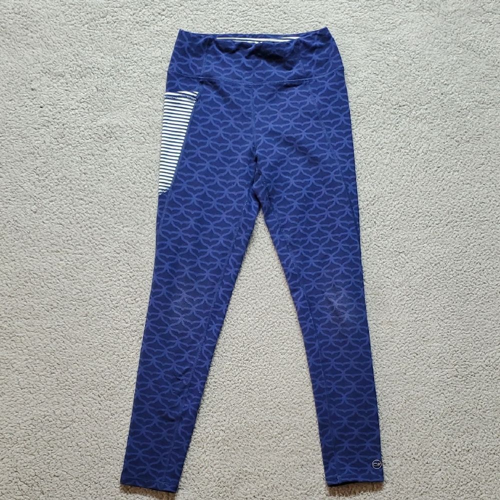 Vineyard Vines Kids Navy and White Striped Leggings Size M